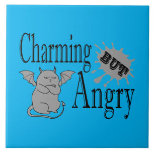 Carreau Charming mais en colère petit chat diable drôle ci
