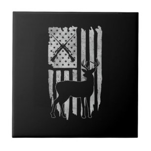 Carreau Chasse au cerf avec drapeau américain Hommes Wo pa