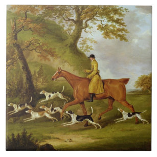 Carreau Chasseur et chiens, 1809 (huile sur la toile)