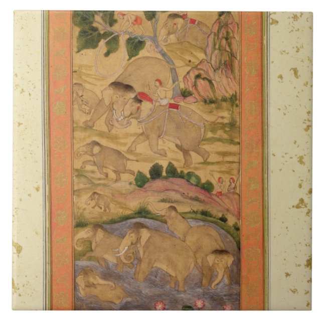 Carreau Chasseurs capturant des éléphants, du grand Clive (Devant)