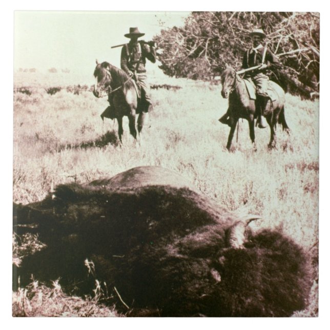 Carreau Chasseurs de bison américain (photo de b/w) (Devant)