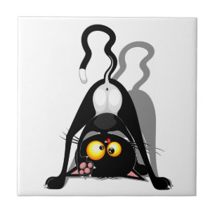 Carreau Chat à l'envers Personnage de dessin animé drôle