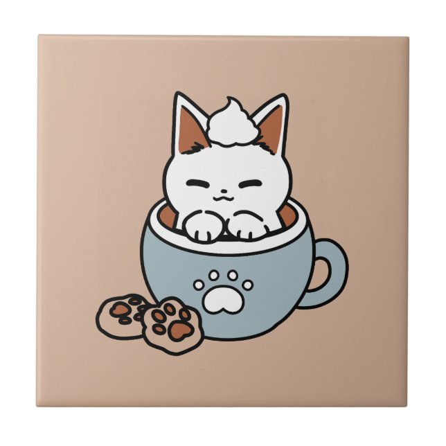 Carreau Chat adorable en Mug Conception de vacances - Chat (Devant)