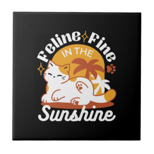 Carreau Chat adorable se relaxer au soleil - Animal de com