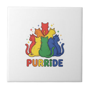 Carreau Chat arc-en-ciel vintage Purride Vector Design_1