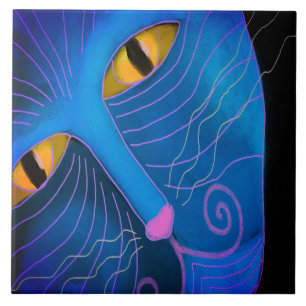 Carreau Chat avec nez rose Peinture Abstraite