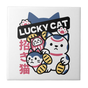 Carreau Chat Chanceux Maneki Neko – Chat de Fortune Japona