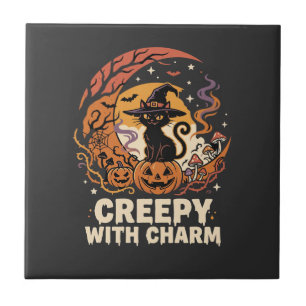 Carreau Chat charme effrayant Halloween