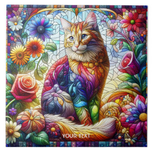 Carreau Chat couché en verre mou Imaginaire