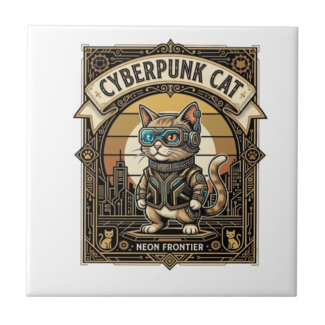 Carreau Chat Cyberpunk Chat Cyberpunk Vintage (Devant)