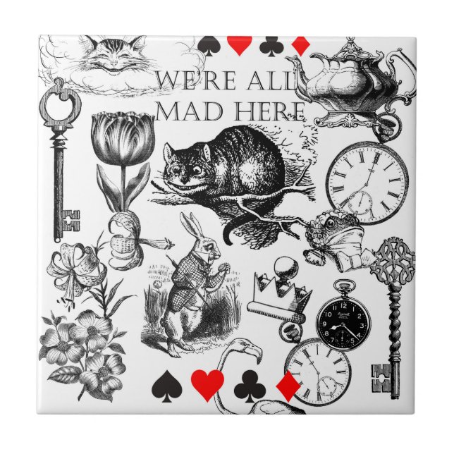 Carreau Chat de Cheshire classique alice au pays des merve (Devant)