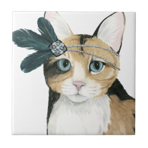 Carreau Chat de Downton   incrusté de bijoux avec des