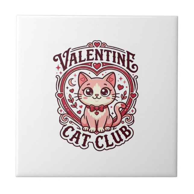 Carreau Chat de la Saint-Valentin Dessin drôle pour amateu (Devant)