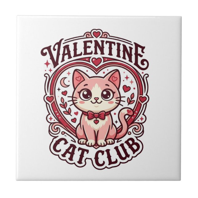 Carreau Chat de la Saint-Valentin Dessin drôle pour amateu (Devant)