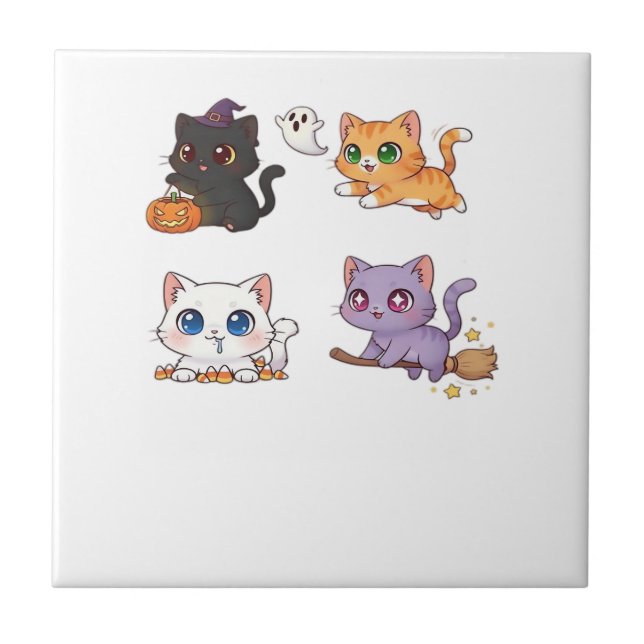 Carreau Chat d'Halloween  Félin inspiré effrayant et stylé (Devant)