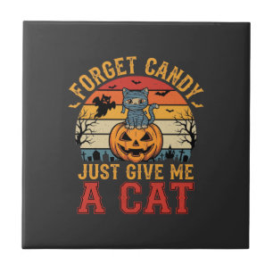 Carreau Chat d'Halloween Oublie des Bonbons Donnez-moi un