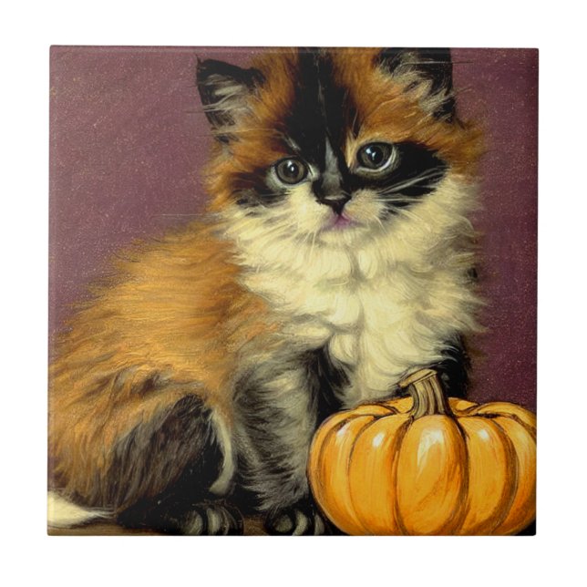 Carreau Chat d'Halloween Ragdoll vintage (Devant)