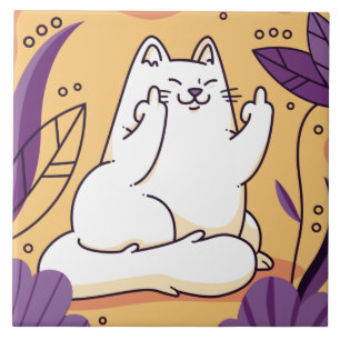 Carreau Chat donnant le doigt