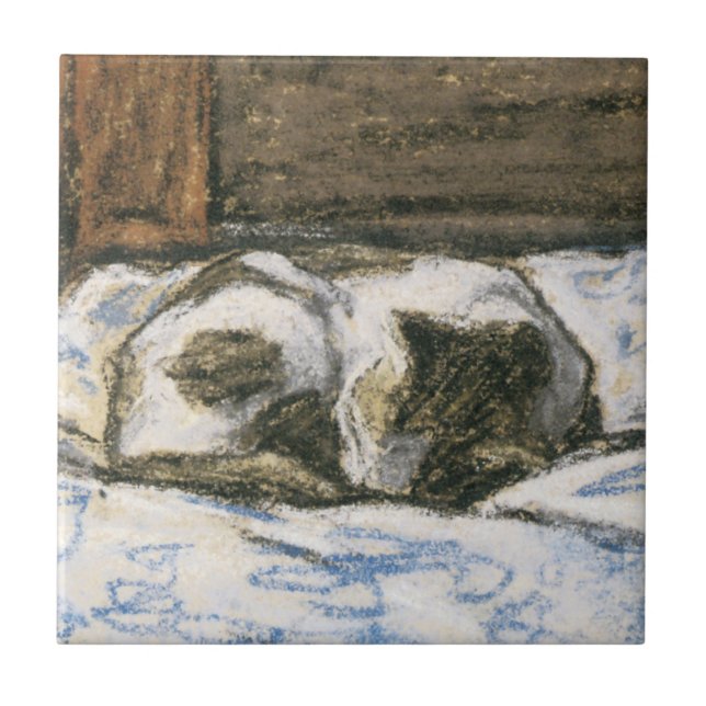 Carreau Chat dormant sur un lit par Claude Monet (Devant)