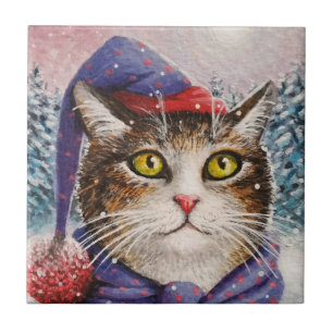 Carreau Chat drôle 631 Neige d'hiver