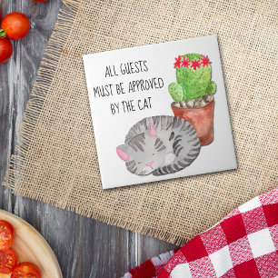 Carreau Chat drôle Approuver les invités