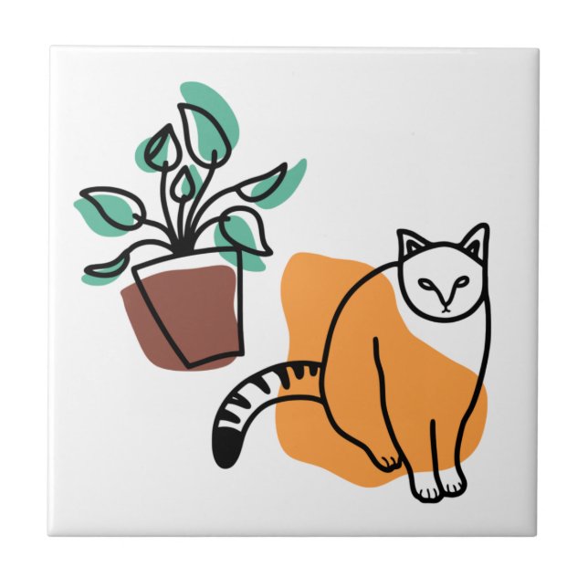 Carreau Chat et le plante (Devant)