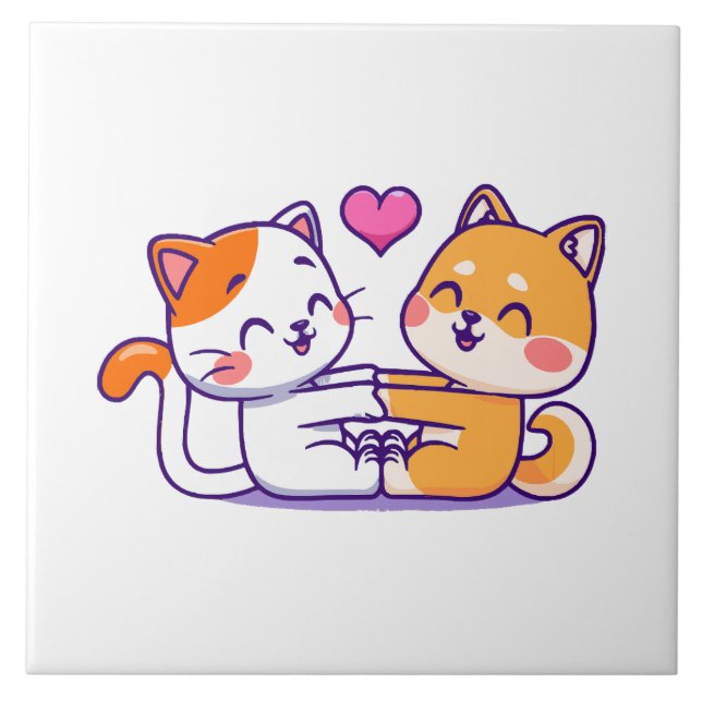Carreau Chat et Shiba Inu (Devant)