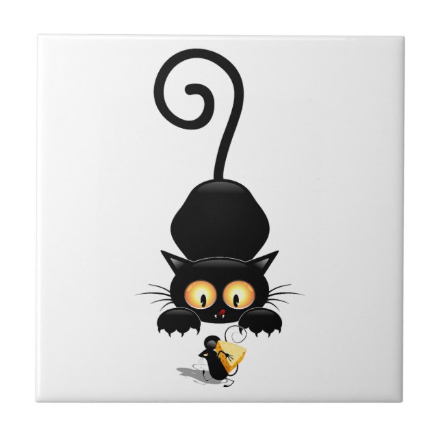 Carreau Chat et souris avec des personnages de dessin amus (Devant)