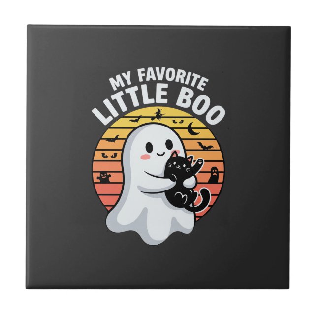 Carreau Chat fantôme de Halloween Little Boo (Devant)