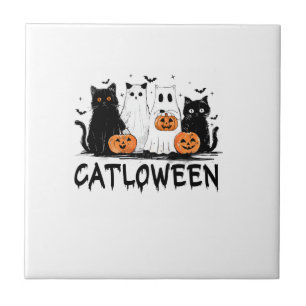 Carreau Chat fantôme d'Halloween Catloween Drôle de chat n