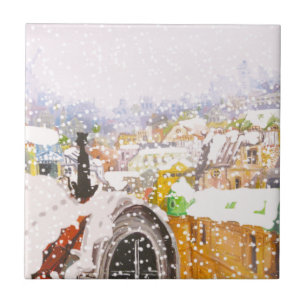 Carreau Chat français sur le toit