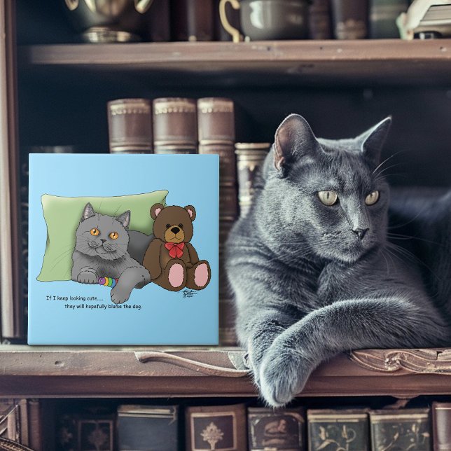Carreau Chat gris ours en peluche (Créateur téléchargé)