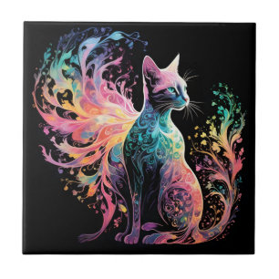 Carreau Chat Holographique Spectral : Un Prisme d'Élégance