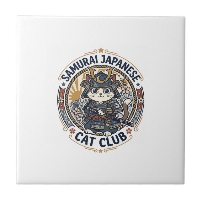 Carreau Chat japonais samouraï Art vectoriel POD - Samoura (Devant)