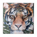 Carreau Chat Jungle - Tigre<br><div class="desc">Jungle Cat I par Jennifer Paxton Parker. Cet art présente un gros plan d'un tigre stoïque dans un style d'art doux. | 164728Z</div>