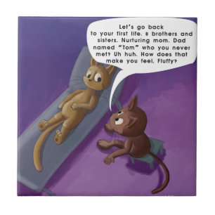 Carreau Chat mignon en thérapie - Dessin animé drôle de ch