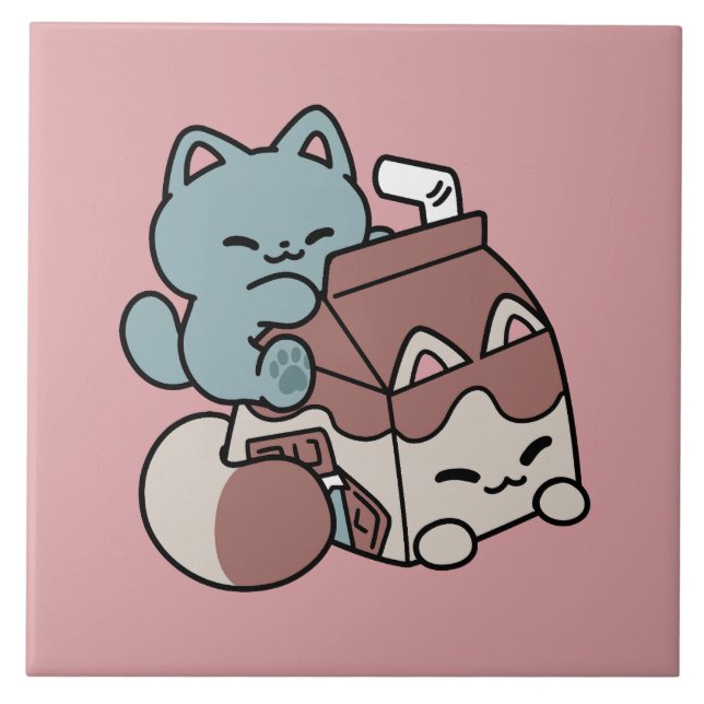 Carreau Chat Mignon Lait Chocolat – Boisson Confortable et (Devant)
