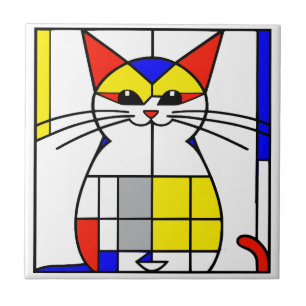 Carreau chat Mondrian