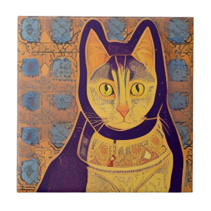 Carreau Chat mosaïque marocaine Art abstrait chaude voix c