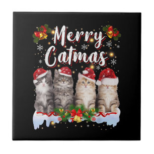 Carreau Chat Noël Santa Hat Funny Joyeux Noël