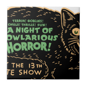 Carreau Chat noir d'Halloween Vintage