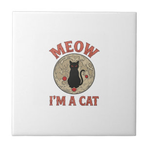 Carreau Chat Noir Drôle Lune Vintage Design Halloween_1