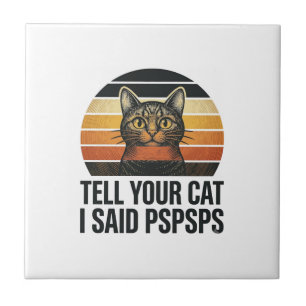 Carreau Chat noir drôle Pspsps Design vintage coucher de s