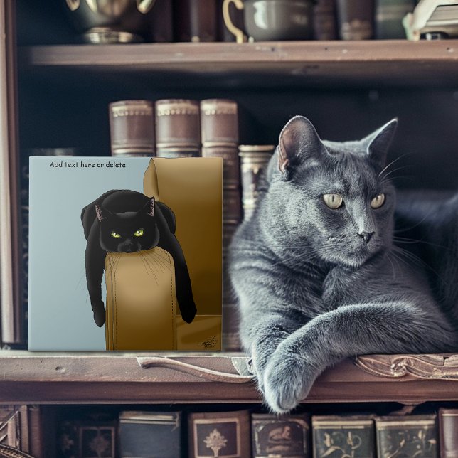 Carreau Chat noir Funny Sassy Blue (Créateur téléchargé)