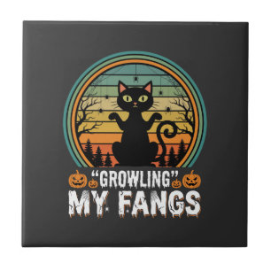 Carreau Chat noir Halloween grognant mes crocs design rétr