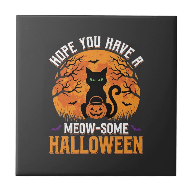 Carreau Chat Noir Halloween Incroyable (Devant)