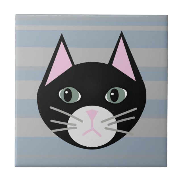 Carreau Chat noir, rayures (Devant)