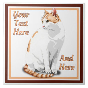 Carreau Chat orange et blanc personnalisé Ginger