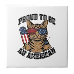 Carreau Chat patriotique fier d'être américain vecteur vin