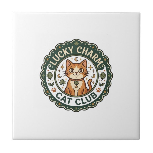 Carreau Chat porte-bonheur POD Art Vector - Chat porte-bon (Devant)